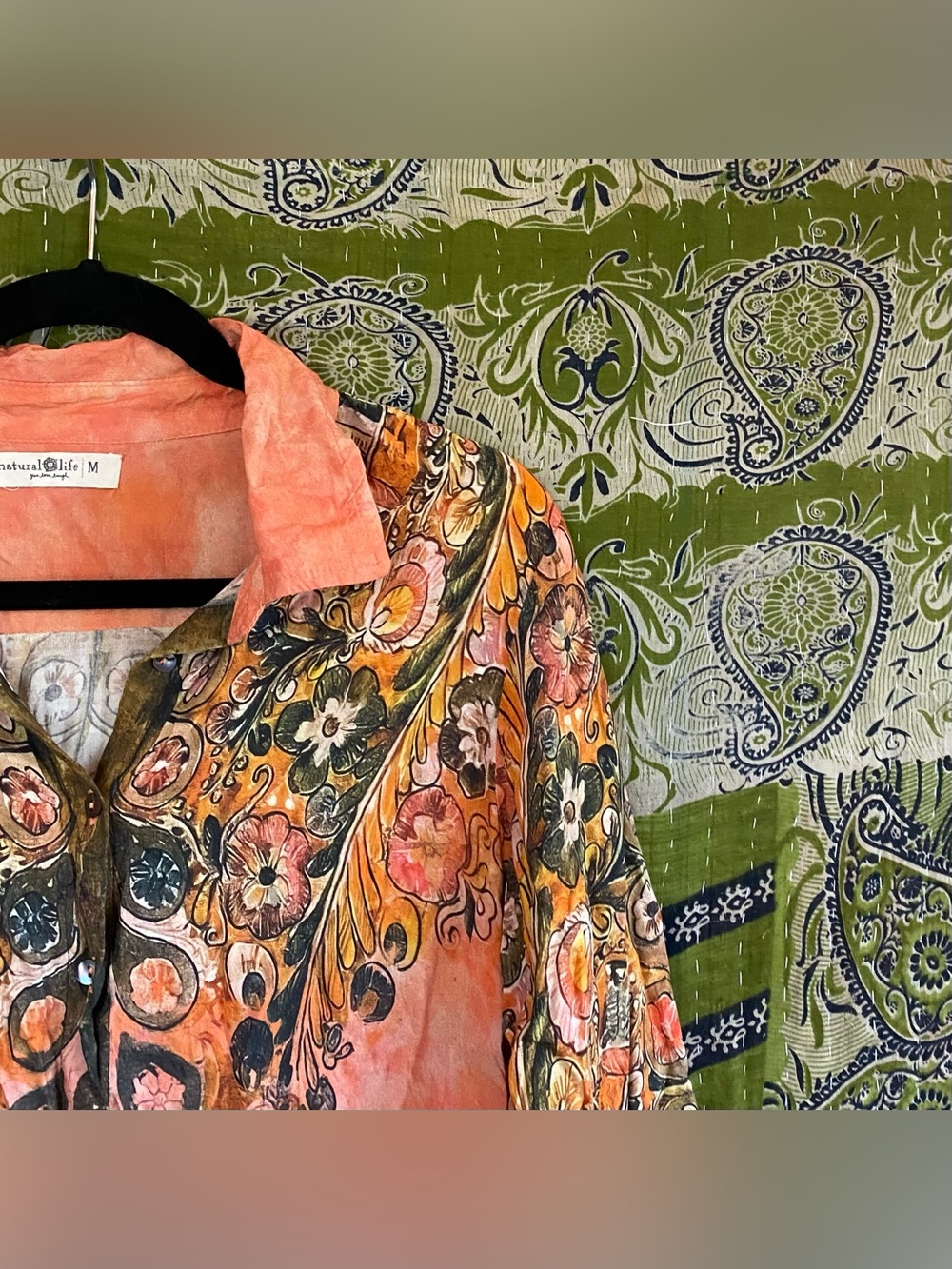 Natural Life Coral Floral Fiona Tunic Shirt Dress Size Medium Bohemian Indie - Picture 4 of 16